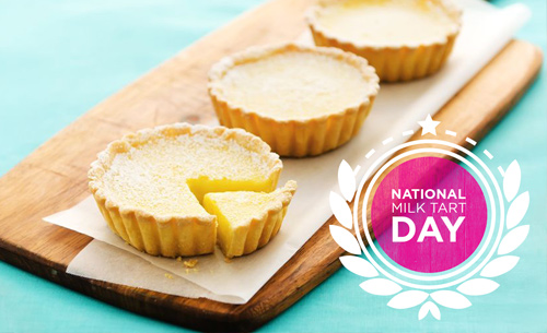 National milk tart day milk tart on wooden board