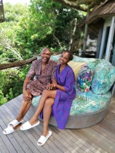 Couple enjoying romantic Wild Coast ocean view in South Africa